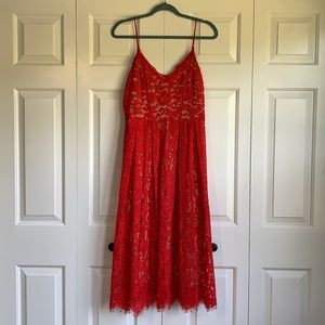 H&M Red Lace Midi Dress